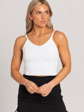 Goldhinge White Original Ribbed Yoga Tank Top